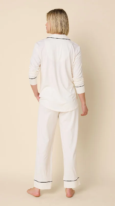 Classic Pima Knit Long-Sleeved Pajama - Ivory