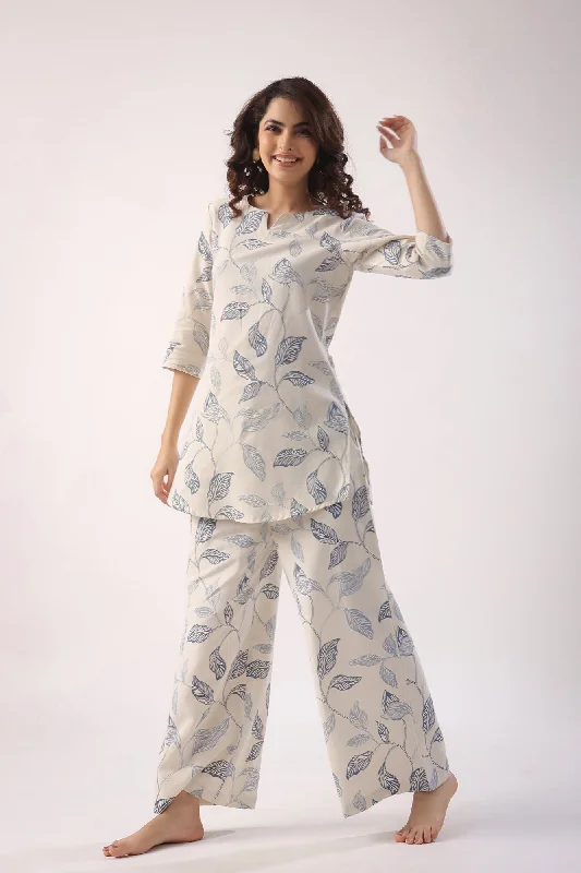 Leaves On Cotton Flex Lounge Co-ord Set