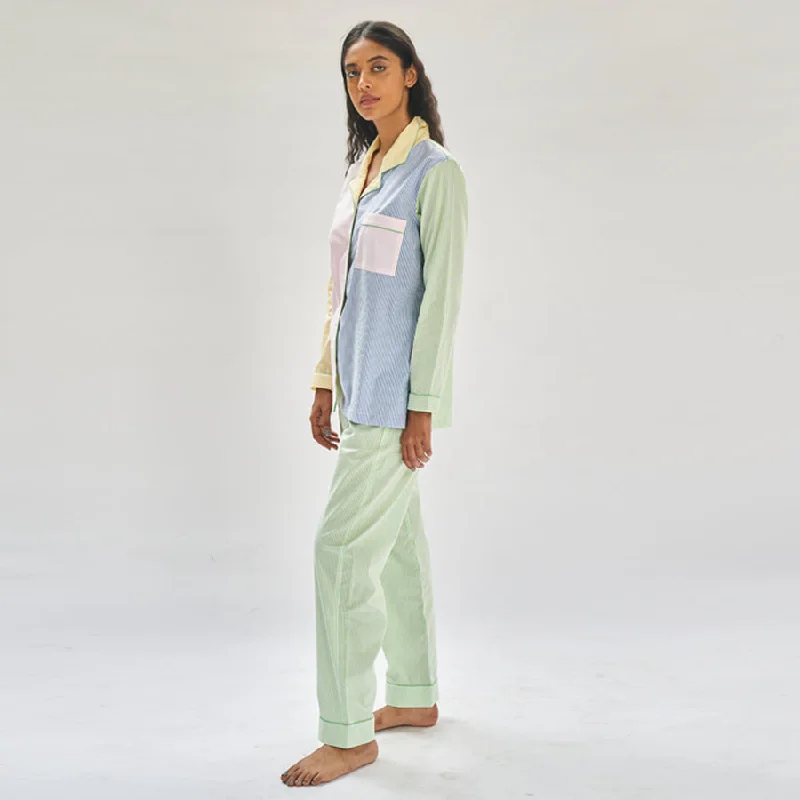 Many Moods Cotton Notched Collar Pyjama Set - Women