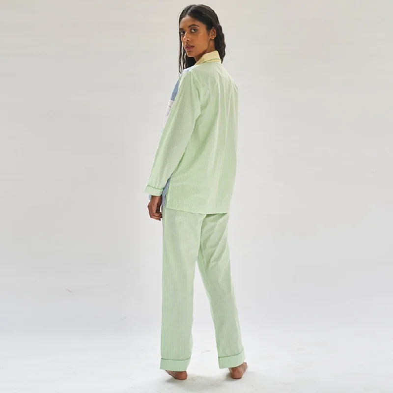 Many Moods Cotton Notched Collar Pyjama Set - Women