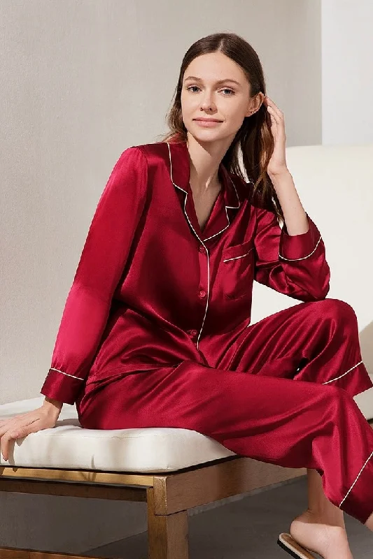 Mulberry Silk Pants Pyjamas (Red)