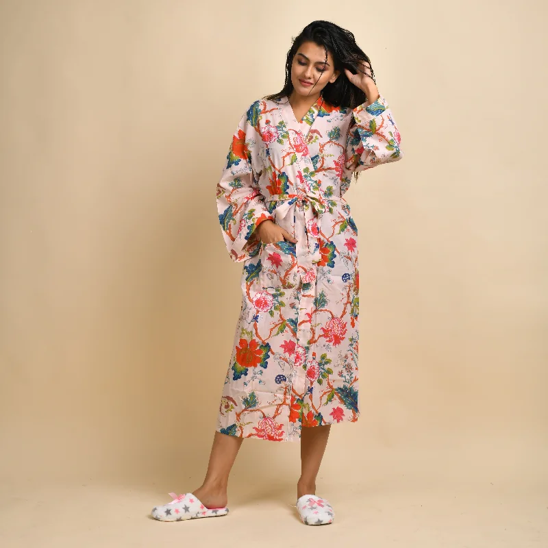 Multi-colour Pure Cotton kimono robe