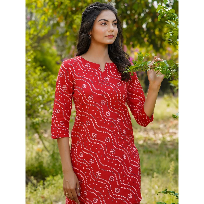 Patterned Bandhej on Red Loungewear