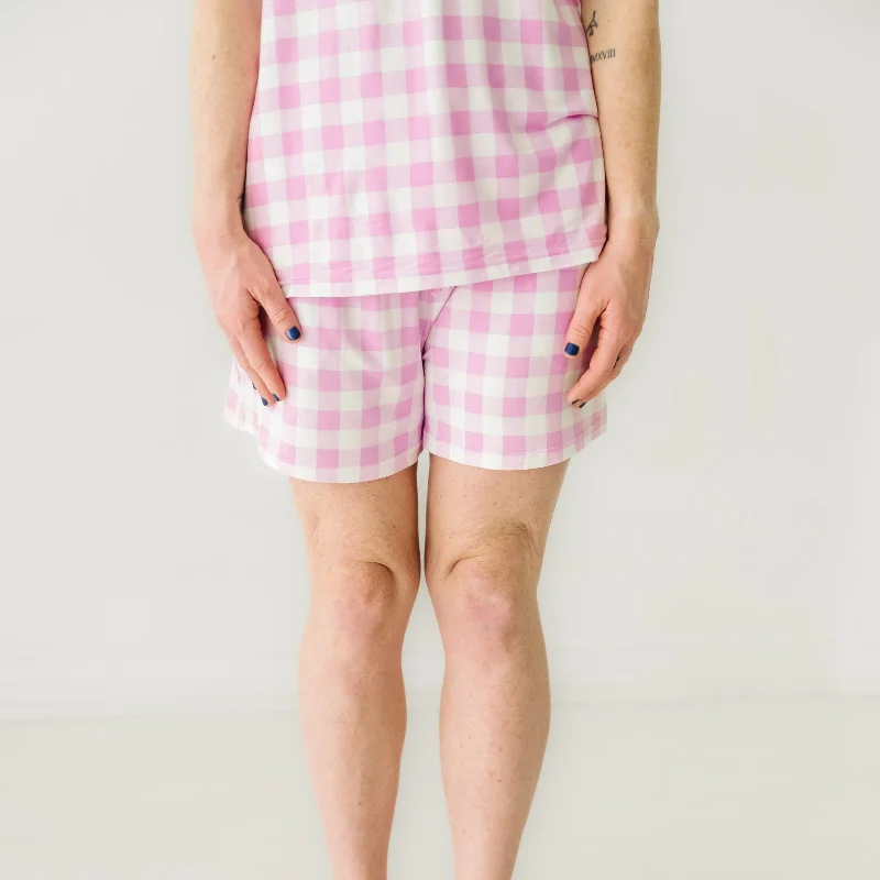 Pink Gingham Women's Pajama Shorts