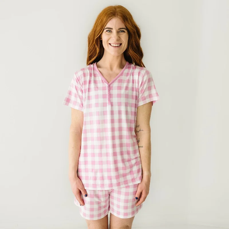 Pink Gingham Women's Pajama Shorts