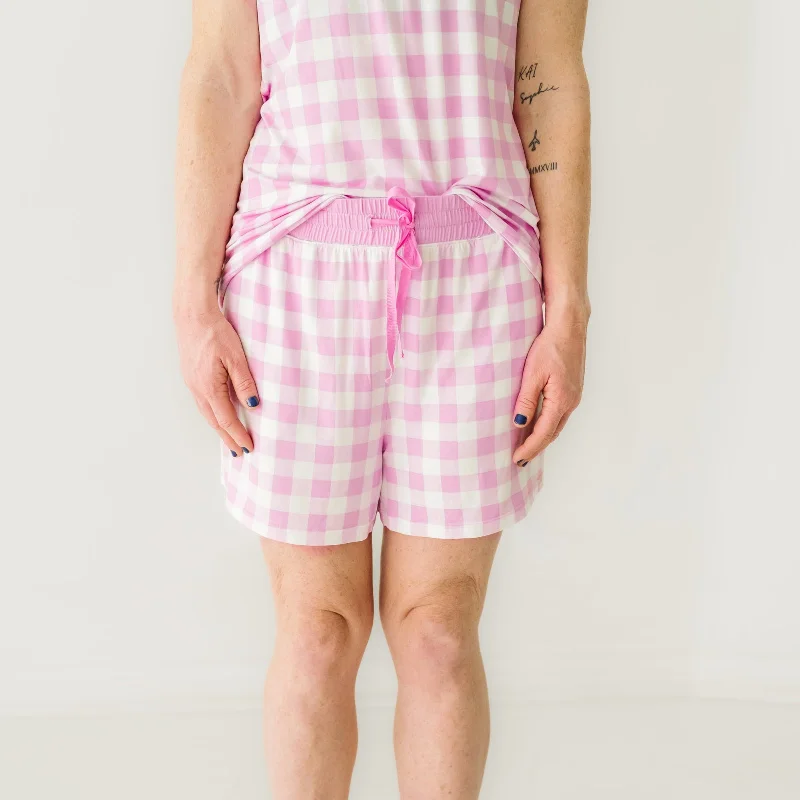 Pink Gingham Women's Pajama Shorts