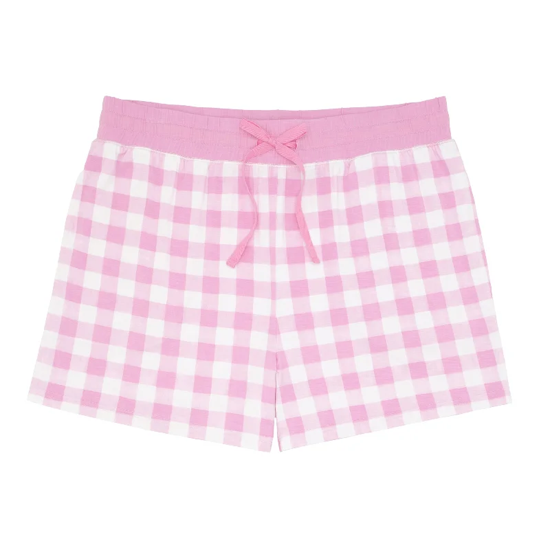 Pink Gingham Women's Pajama Shorts