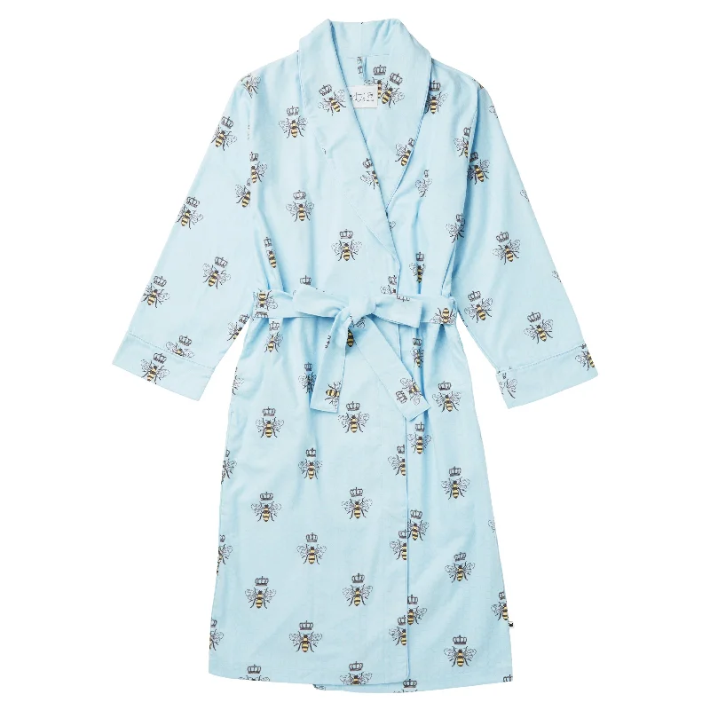 Queen Bee Flannel Robe - Blue