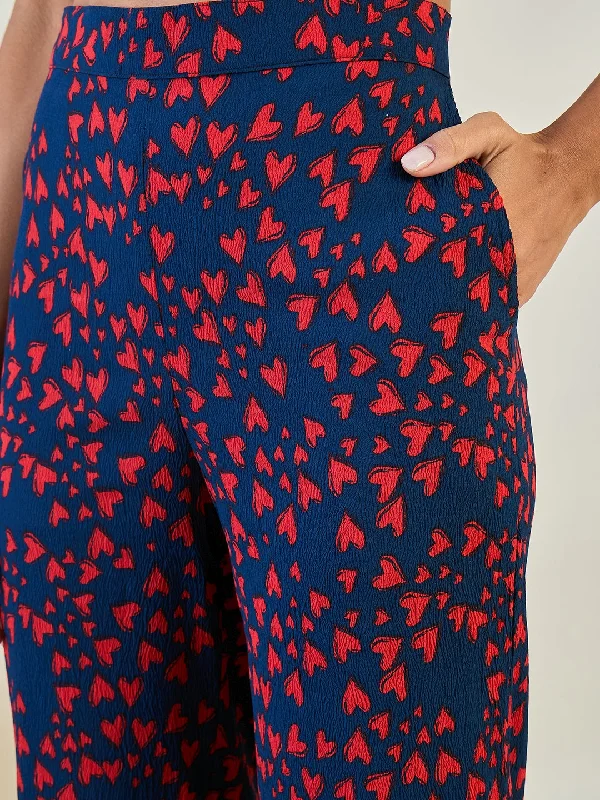 Red and Blue Heart Printed Co-ord Set