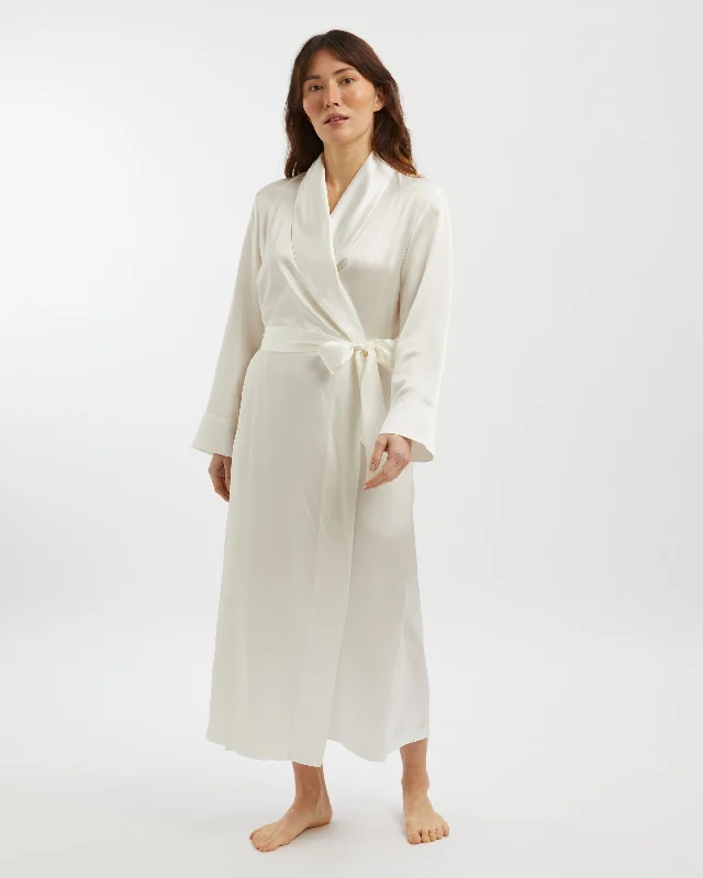 Women's Silk Dressing Gown - Ivory