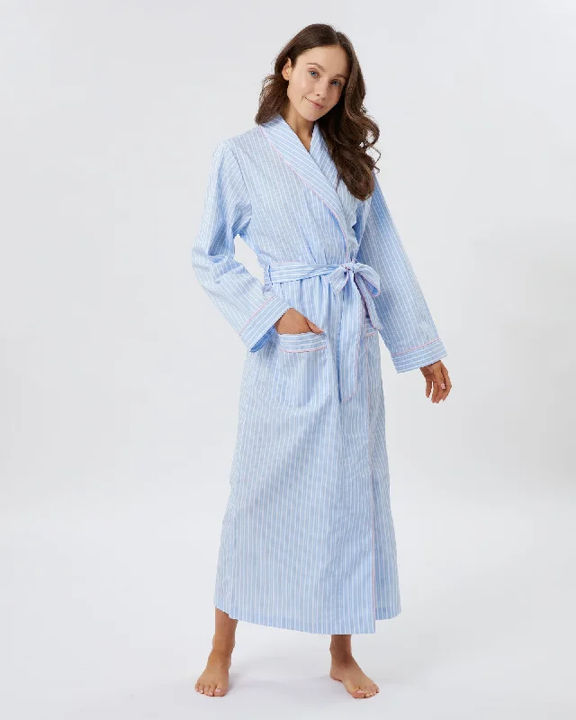 Women's Classic Cotton Dressing Gown - Lindley Stripe